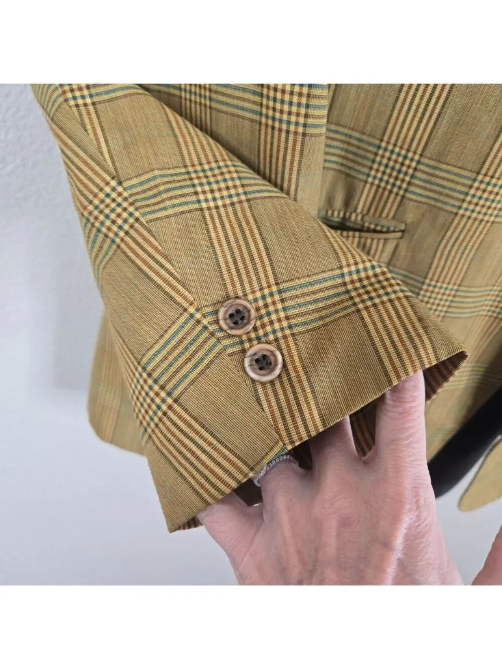 Vintage 70s Towncraft Polyester Blazer Sports Coat Plaid Yellow Mens M